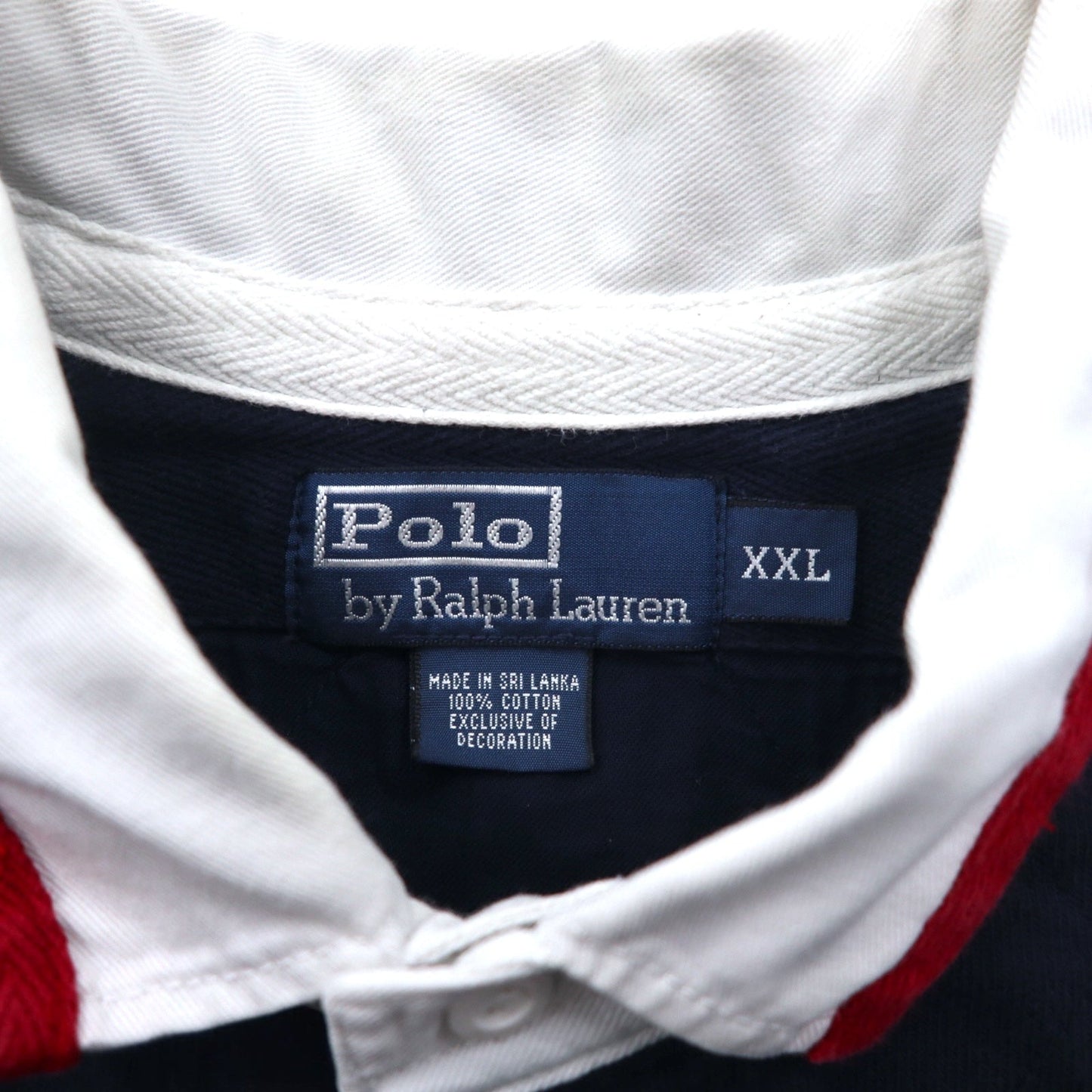 Polo by Ralph Lauren 90年代 ビッグポニー刺繍 ラガーシャツ XXL ネイビー ナンバリング エルボーパッチ スリランカ製