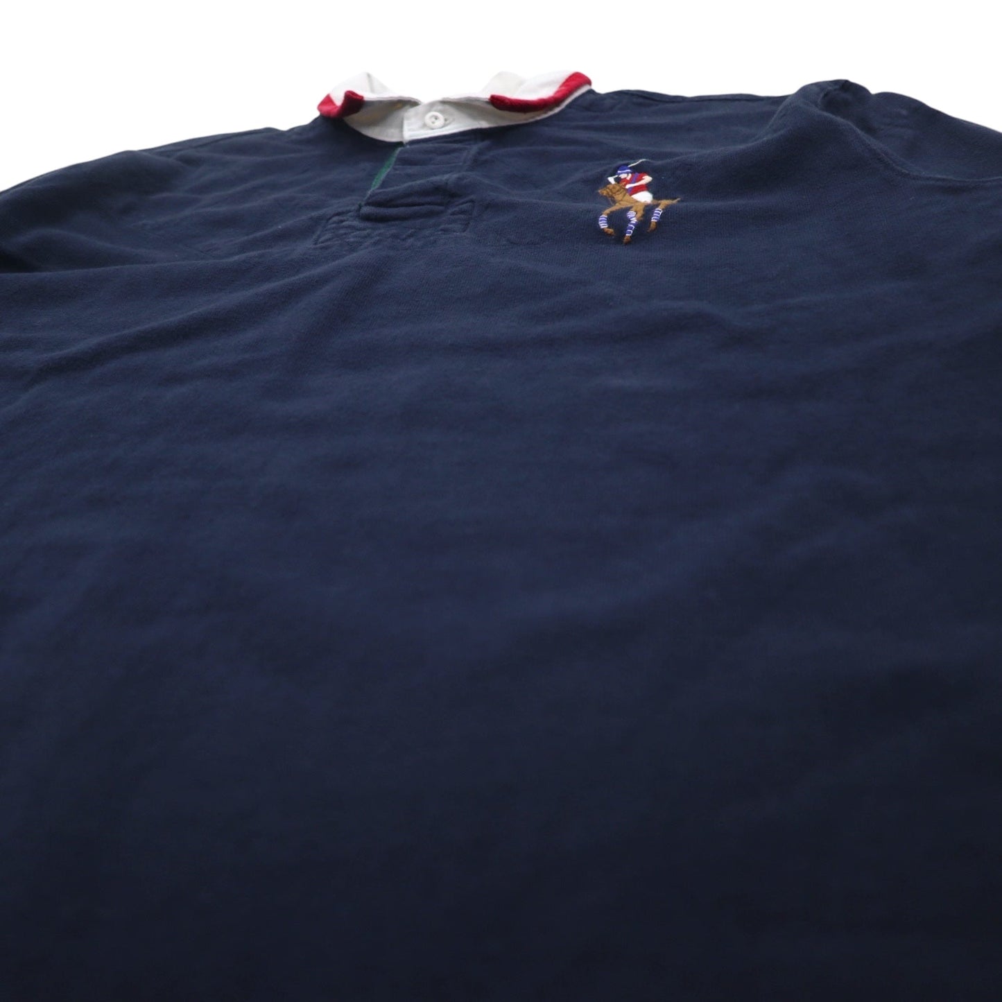Polo by Ralph Lauren 90年代 ビッグポニー刺繍 ラガーシャツ XXL ネイビー ナンバリング エルボーパッチ スリランカ製