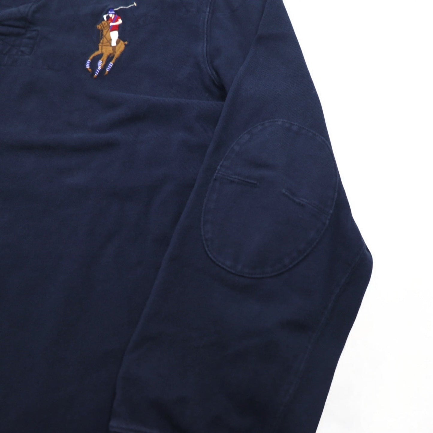 Polo by Ralph Lauren 90年代 ビッグポニー刺繍 ラガーシャツ XXL ネイビー ナンバリング エルボーパッチ スリランカ製