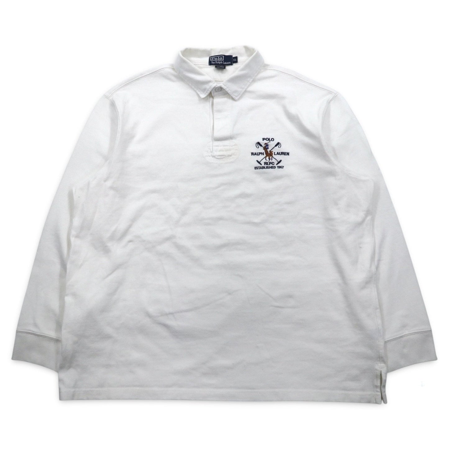 Polo by Ralph Lauren 90年代 RLPC ポニー刺繍 ラガーシャツ XL ホワイト スリランカ製