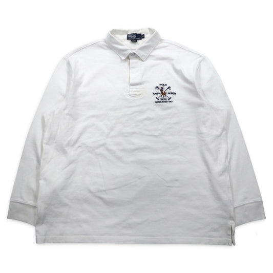 Polo by Ralph Lauren 90年代 RLPC ポニー刺繍 ラガーシャツ XL ホワイト スリランカ製