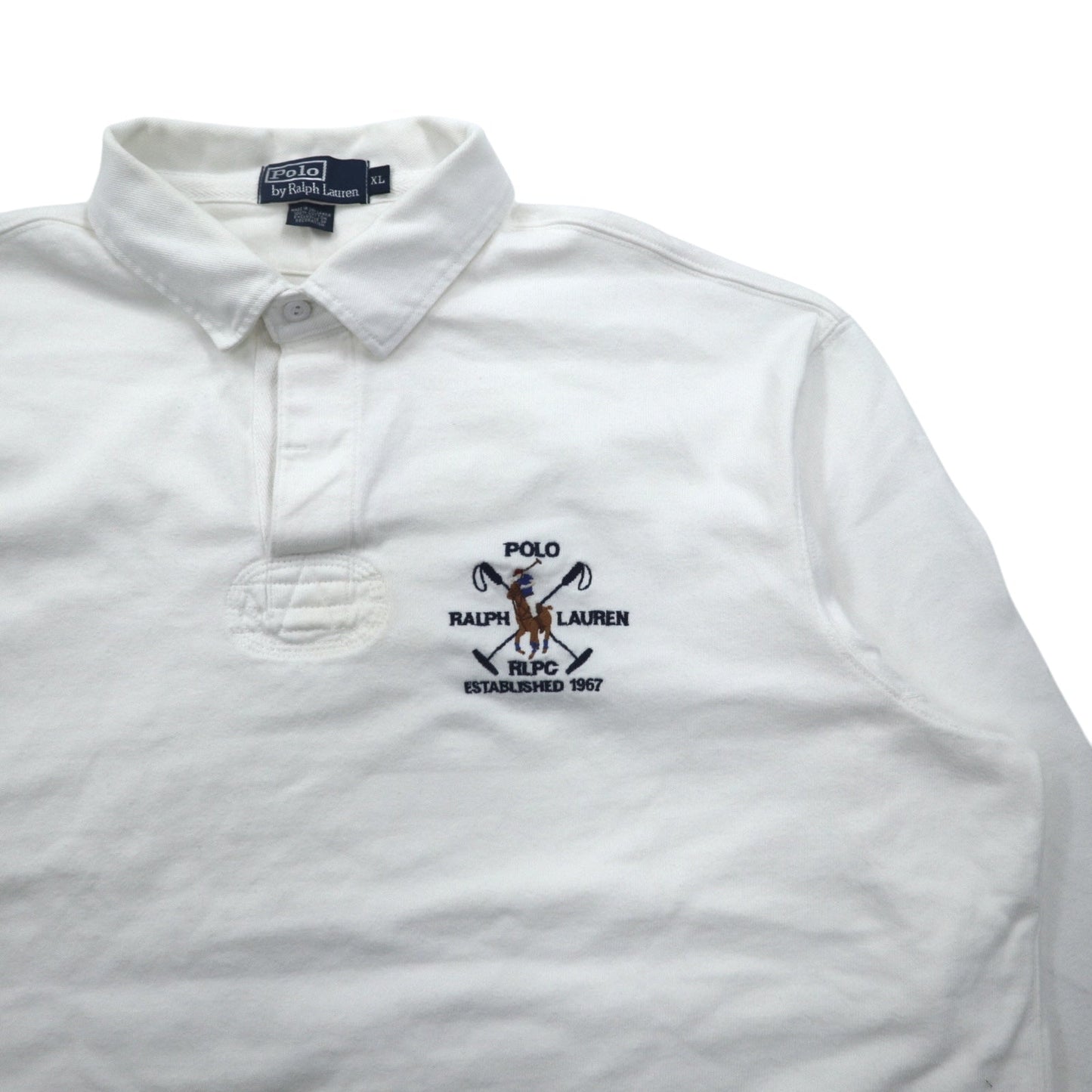 Polo by Ralph Lauren 90年代 RLPC ポニー刺繍 ラガーシャツ XL ホワイト スリランカ製