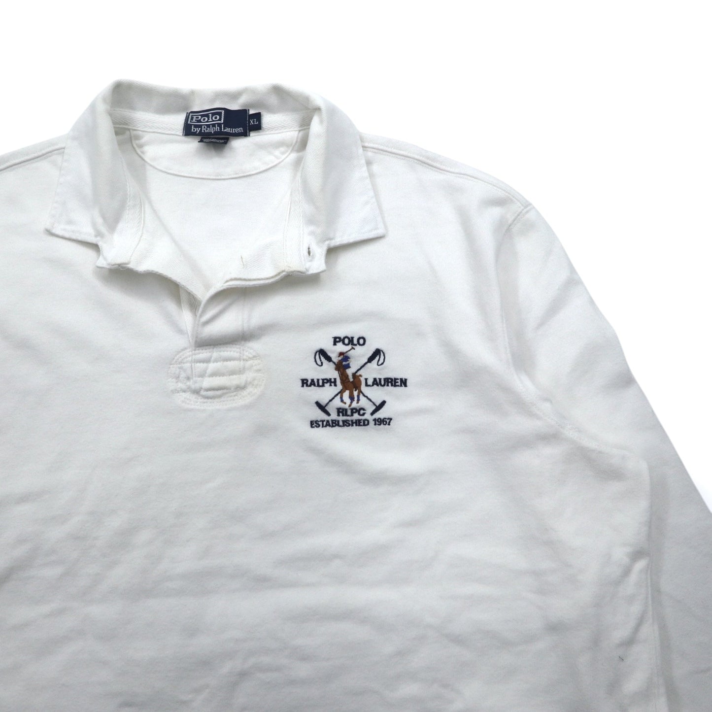 Polo by Ralph Lauren 90年代 RLPC ポニー刺繍 ラガーシャツ XL ホワイト スリランカ製