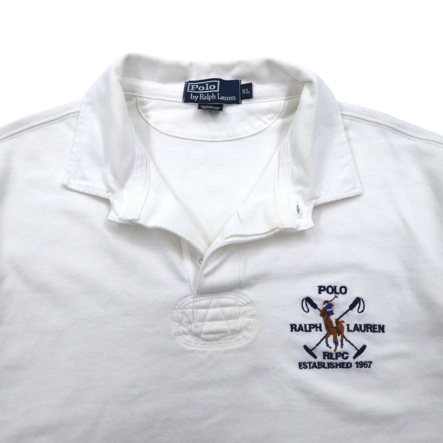 Polo by Ralph Lauren 90年代 RLPC ポニー刺繍 ラガーシャツ XL ホワイト スリランカ製