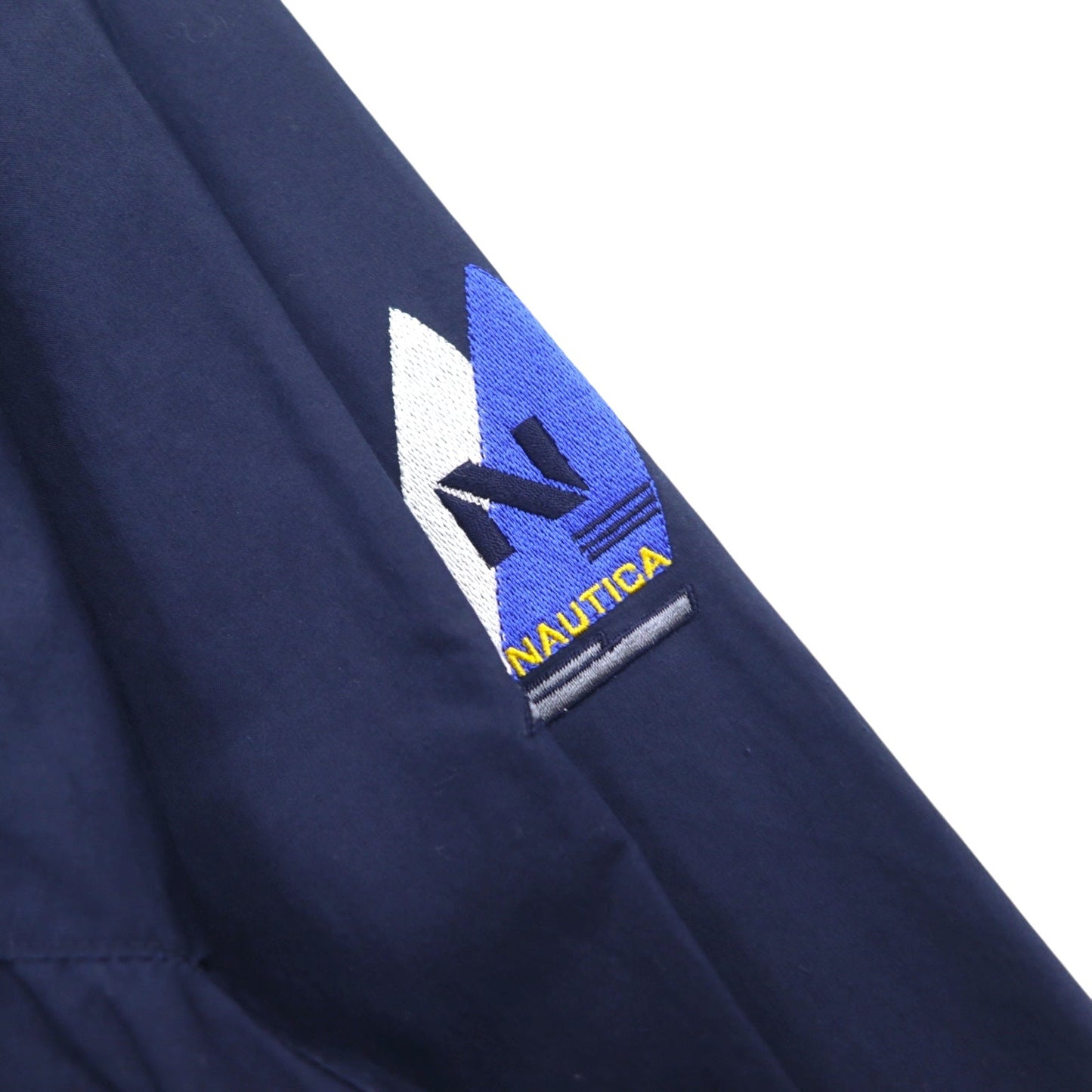 nautica 90年代 セーリングジャケット ナイロンジャケット XL ネイビー コットン フード収納式 ロゴ刺繍