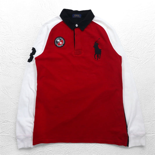POLO RALPH LAUREN ビッグポニー ラガーシャツ XL レッド スイス POLO DOWNHILL RACING SERIES
