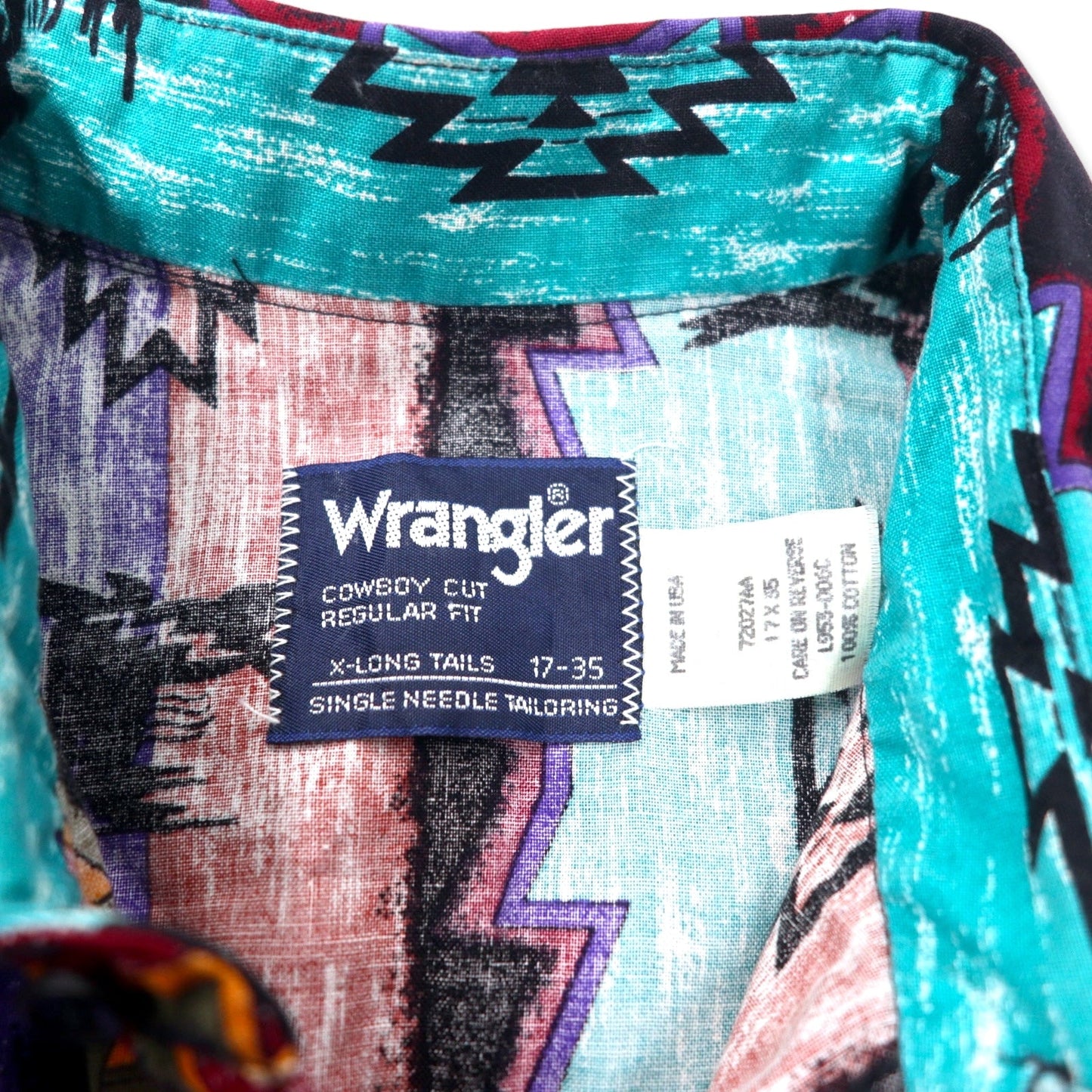 Wrangler USA製 80年代 ネイティブ柄 ウエスタンシャツ XL マルチカラー コットン