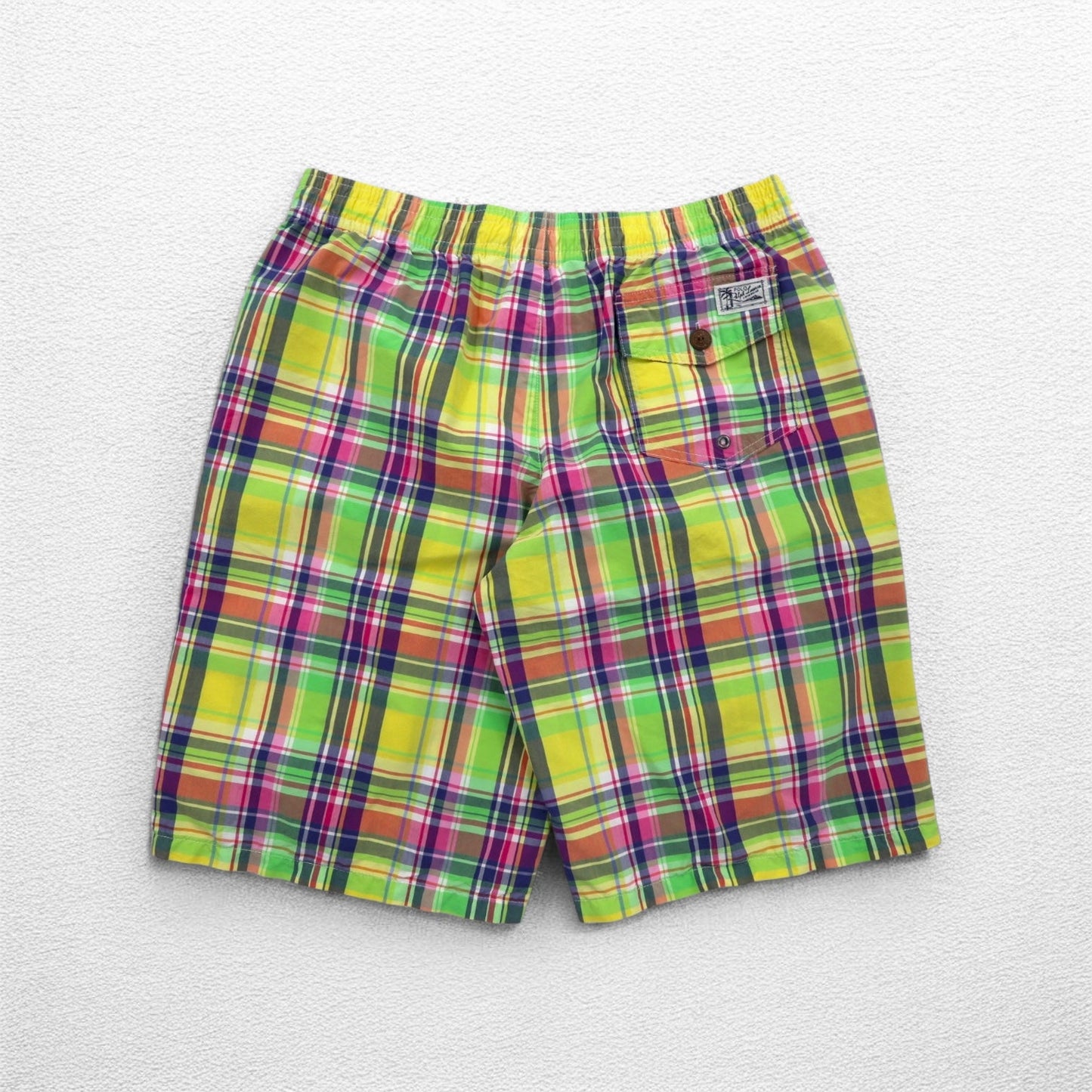 Polo by Ralph Lauren 水陸両用 マドラスチェック ショートパンツ ハーフパンツ L イエロー スモールポニー刺繍