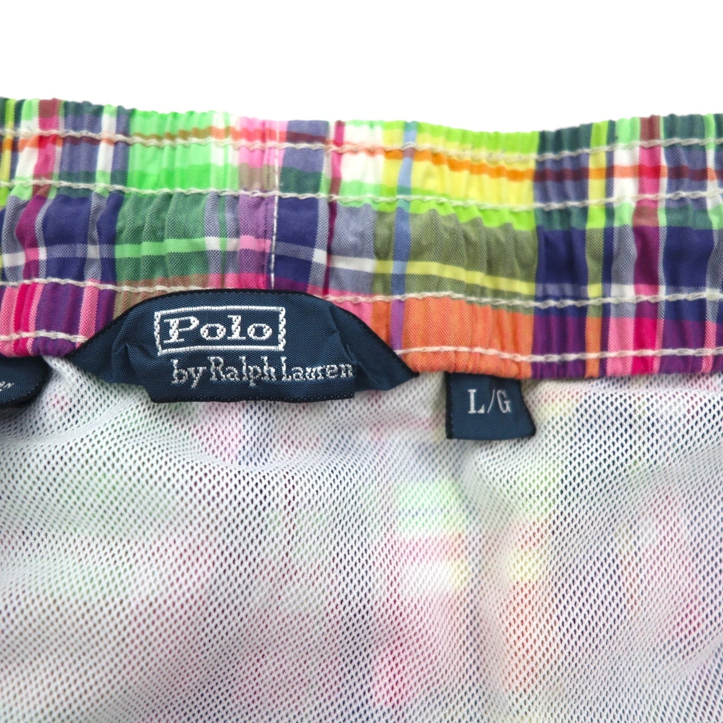 Polo by Ralph Lauren 水陸両用 マドラスチェック ショートパンツ ハーフパンツ L イエロー スモールポニー刺繍