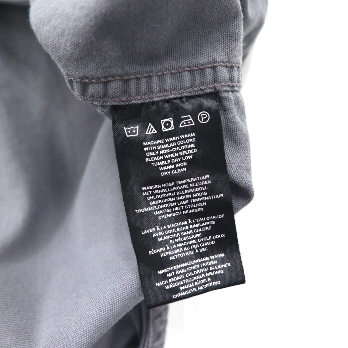 HARLEY DAVIDSON スカルプリント 半袖 ワークシャツ L グレー バックプリント ダブルポケット