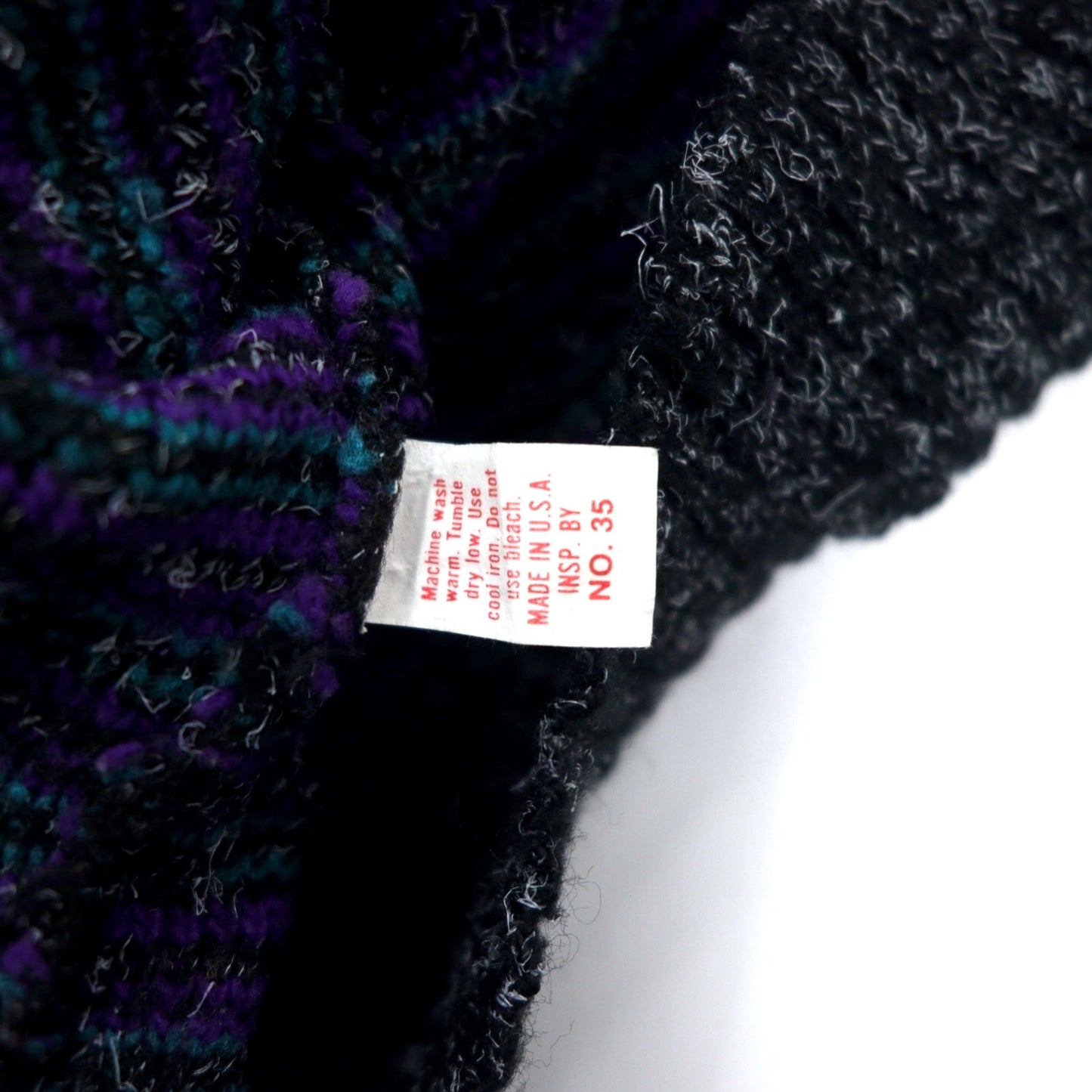 New Era SWEATERS USA製 90年代 シャギーニット セーター XL ブラック アクリル 総柄