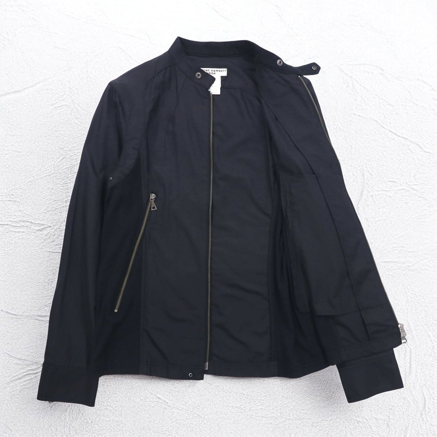 KATHARINE HAMNETT LONDON シングル ライダースジャケット L ブラック ダブルジップ 日本製