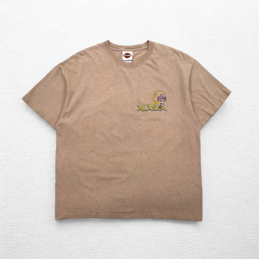 HARLEY DAVIDSON USA製 Hanes BEEFY-T プリント Tシャツ XL ベージュ コットン ALASKA