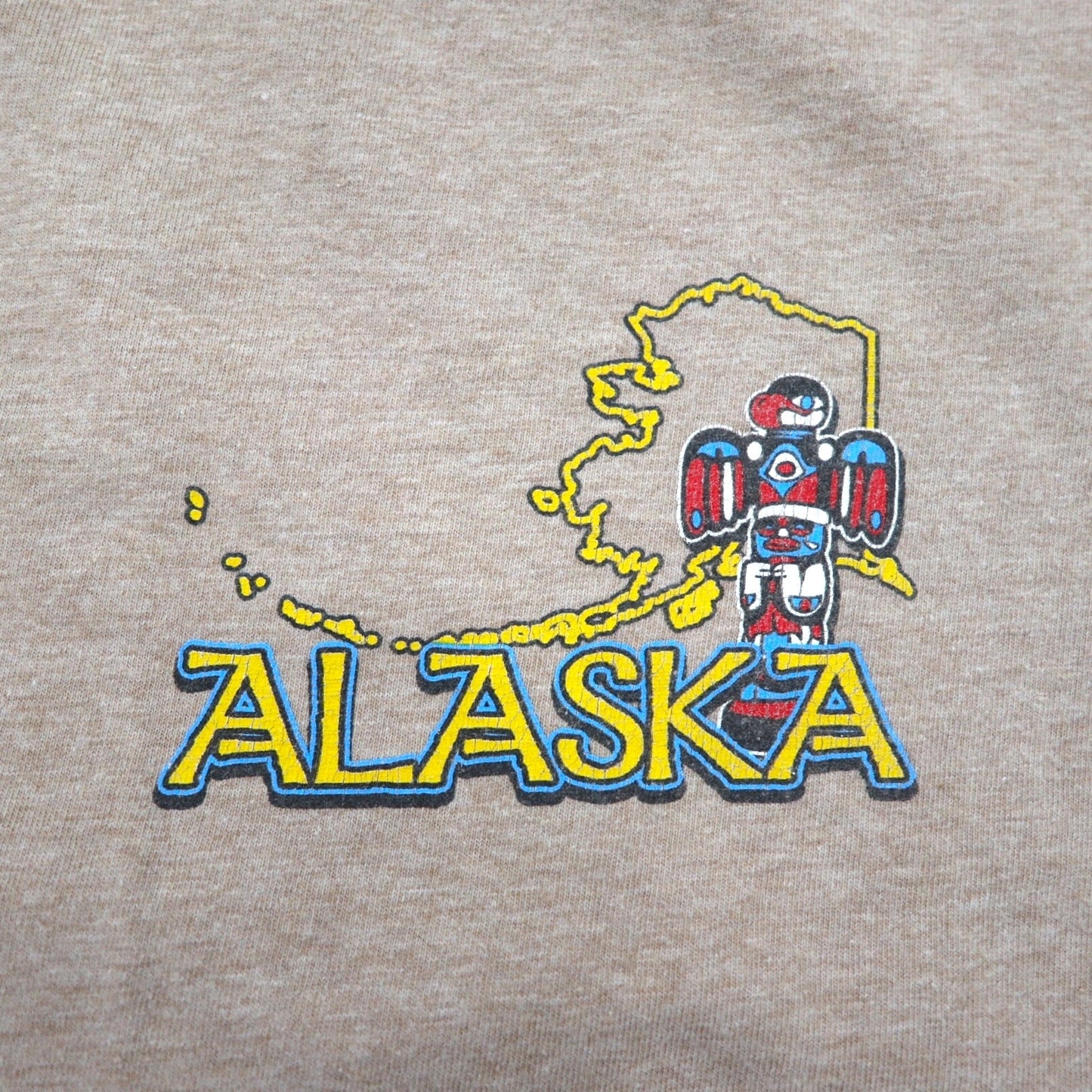 HARLEY DAVIDSON USA製 Hanes BEEFY-T プリント Tシャツ XL ベージュ コットン ALASKA