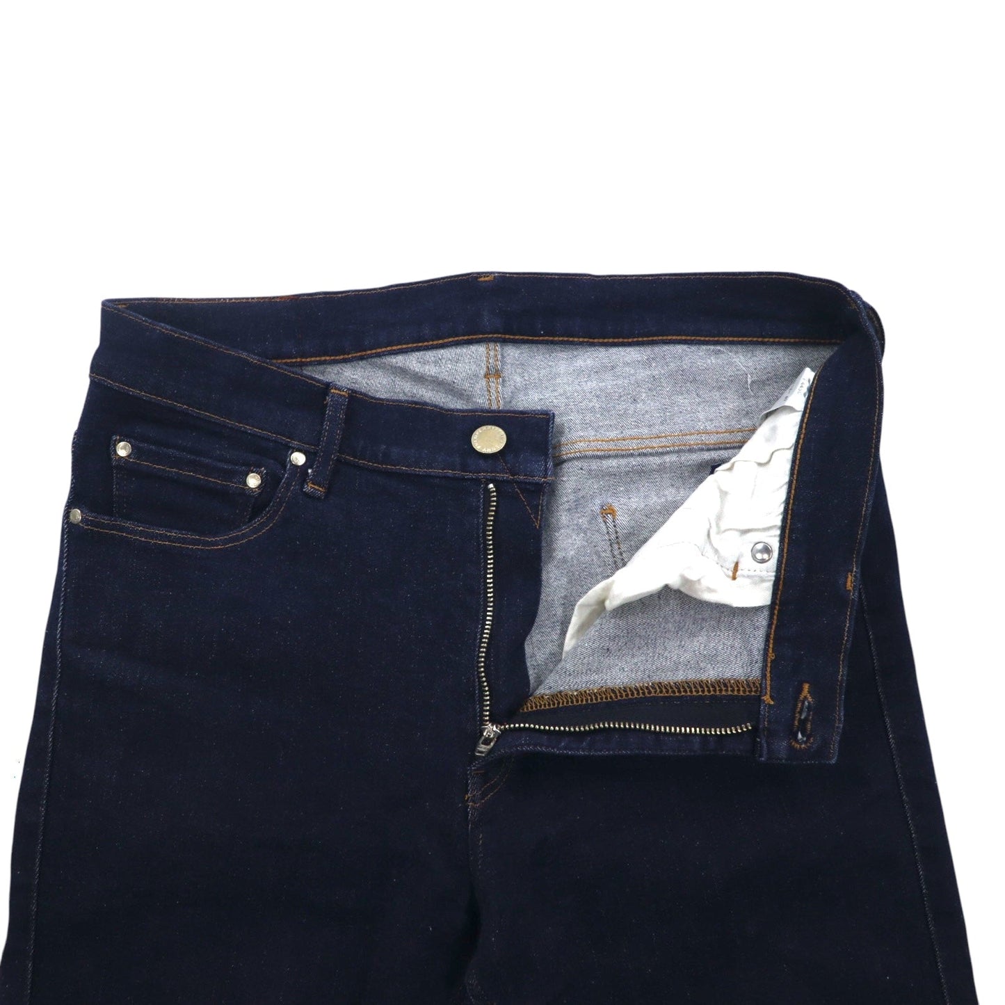 FRED PERRY スキニー デニムパンツ M インディゴ ブルー ストレッチ レザーパッチ F4456 日本製