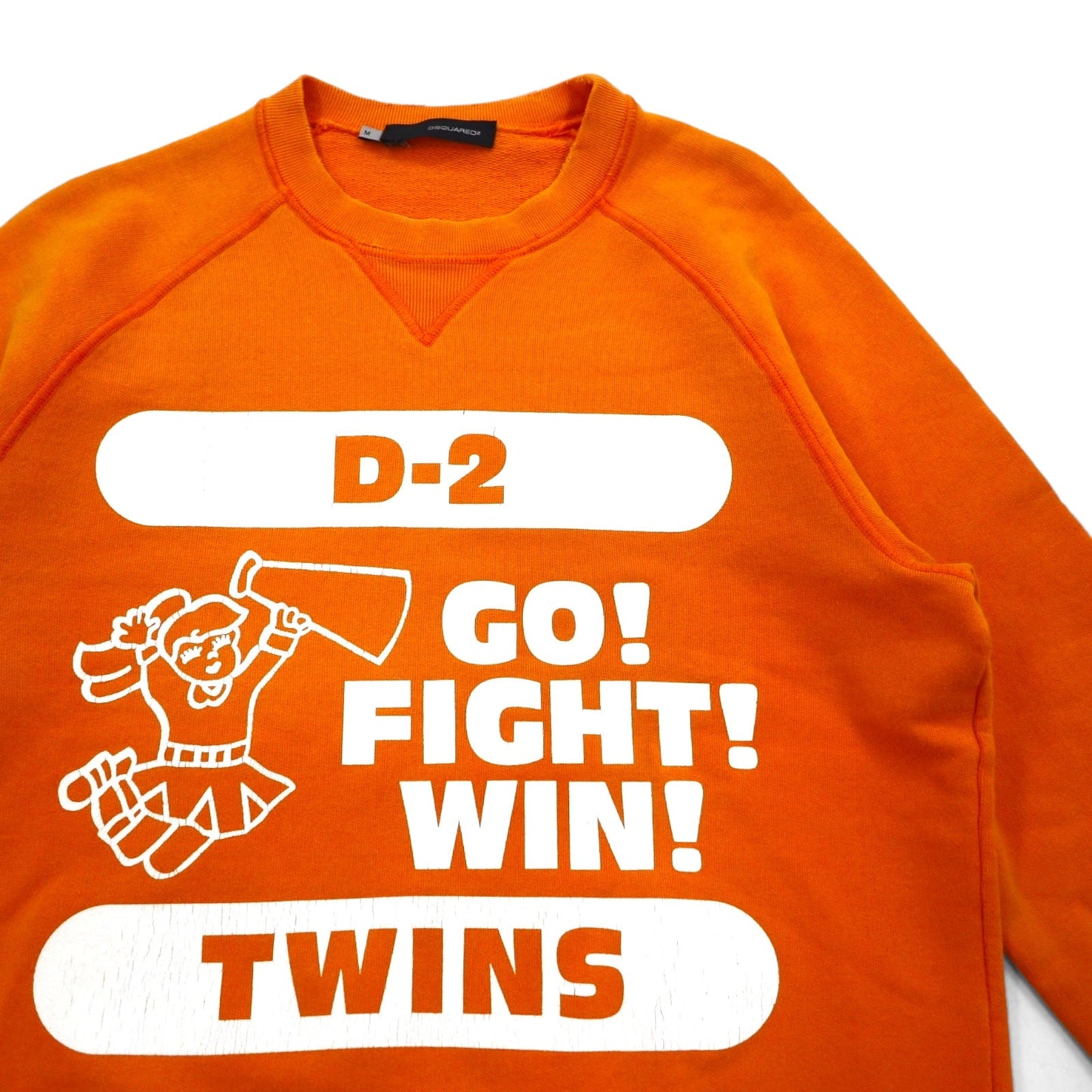 Dsquared2 ダメージ加工 プリント スウェット M オレンジ イタリア製