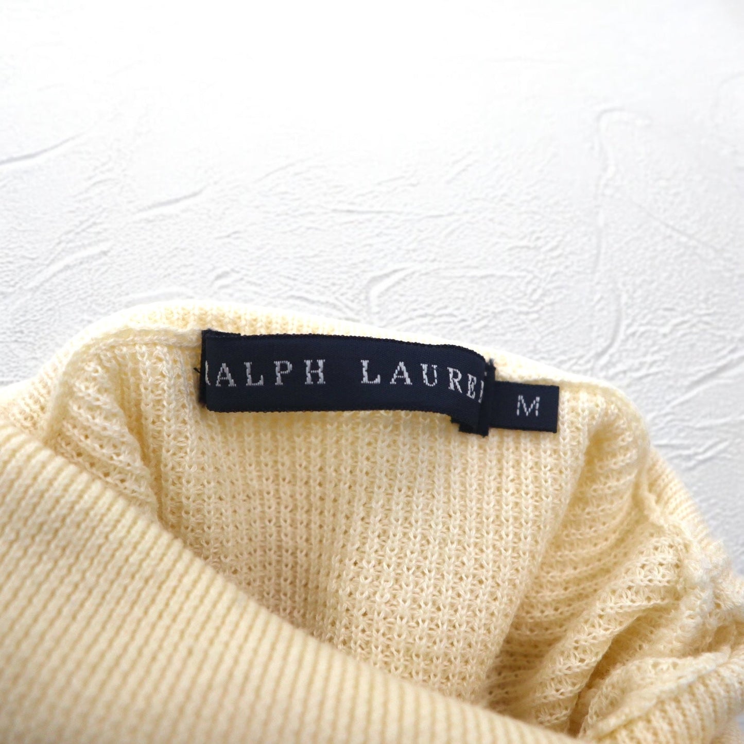 RALPH LAUREN タートルネック サーマルニット セーター M ホワイト ユニオンジャック 刺繍