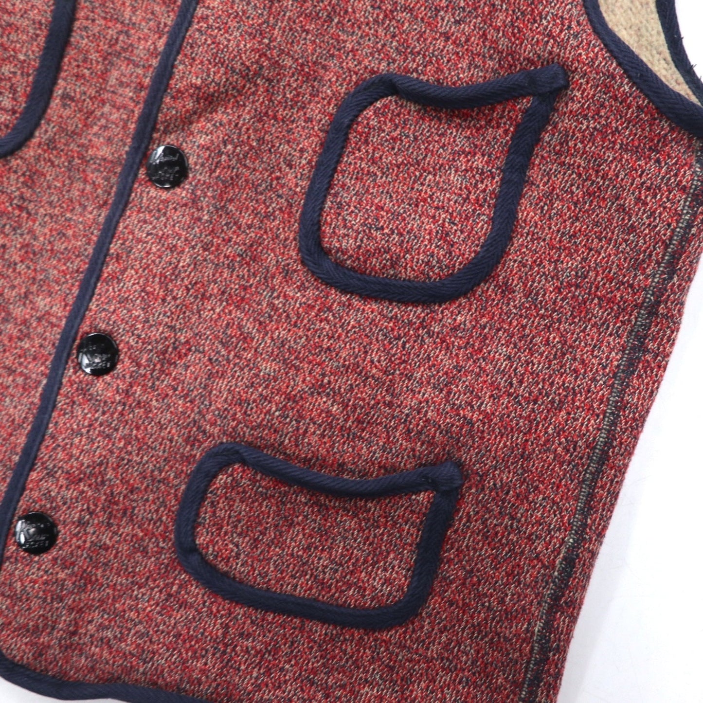 KAPITAL 裏毛 ビーチ クロス ベスト S レッド ネイビー パイピング スナップボタン 日本製