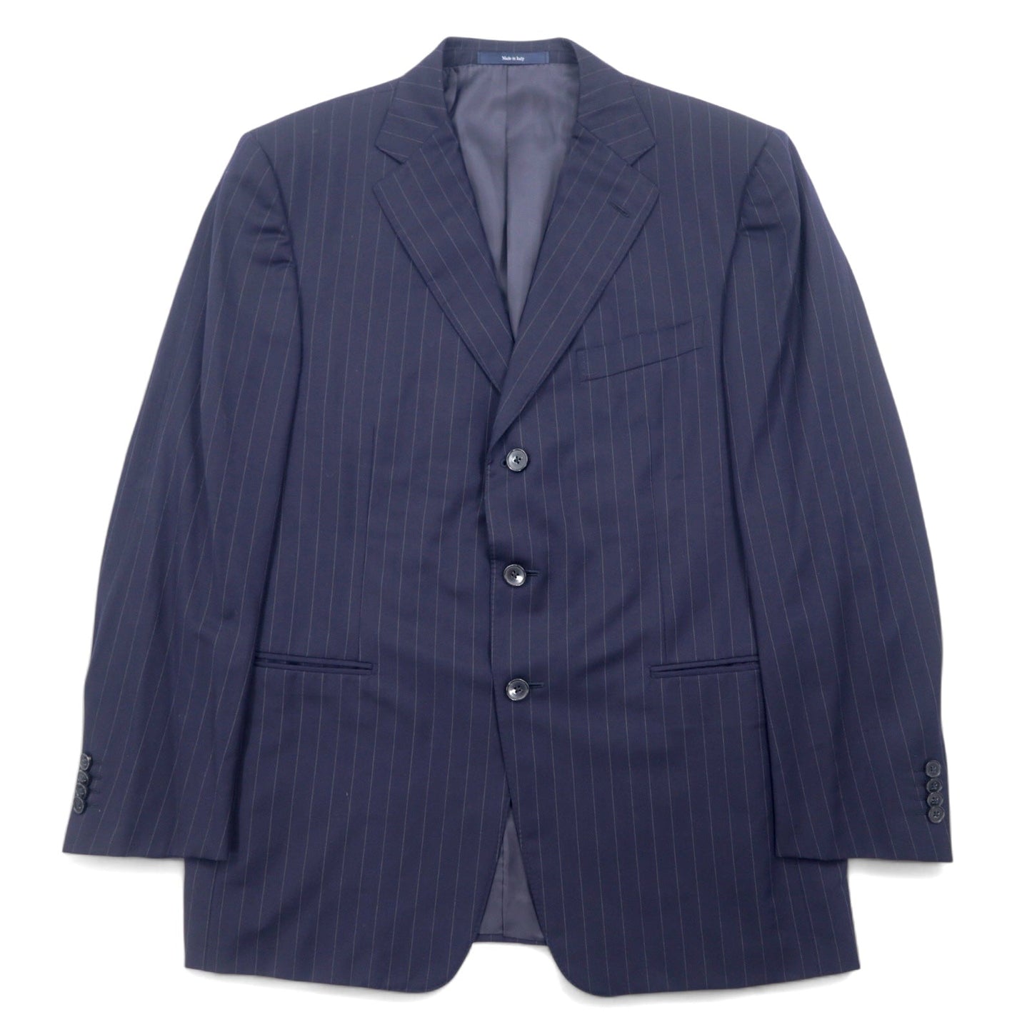 Ermenegildo Zegna イタリア製 テーラードジャケット XL ネイビー ウール ストライプ