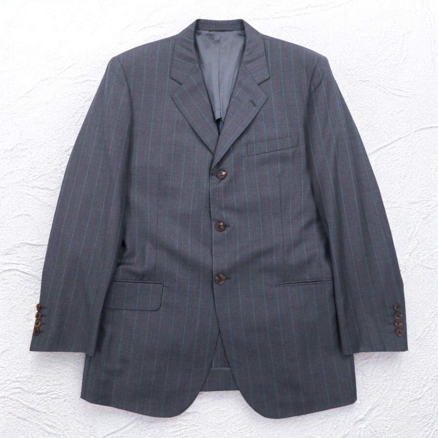 Ermenegildo Zegna イタリア製 3Bスーツ セットアップ L グレー ストライプ ウール