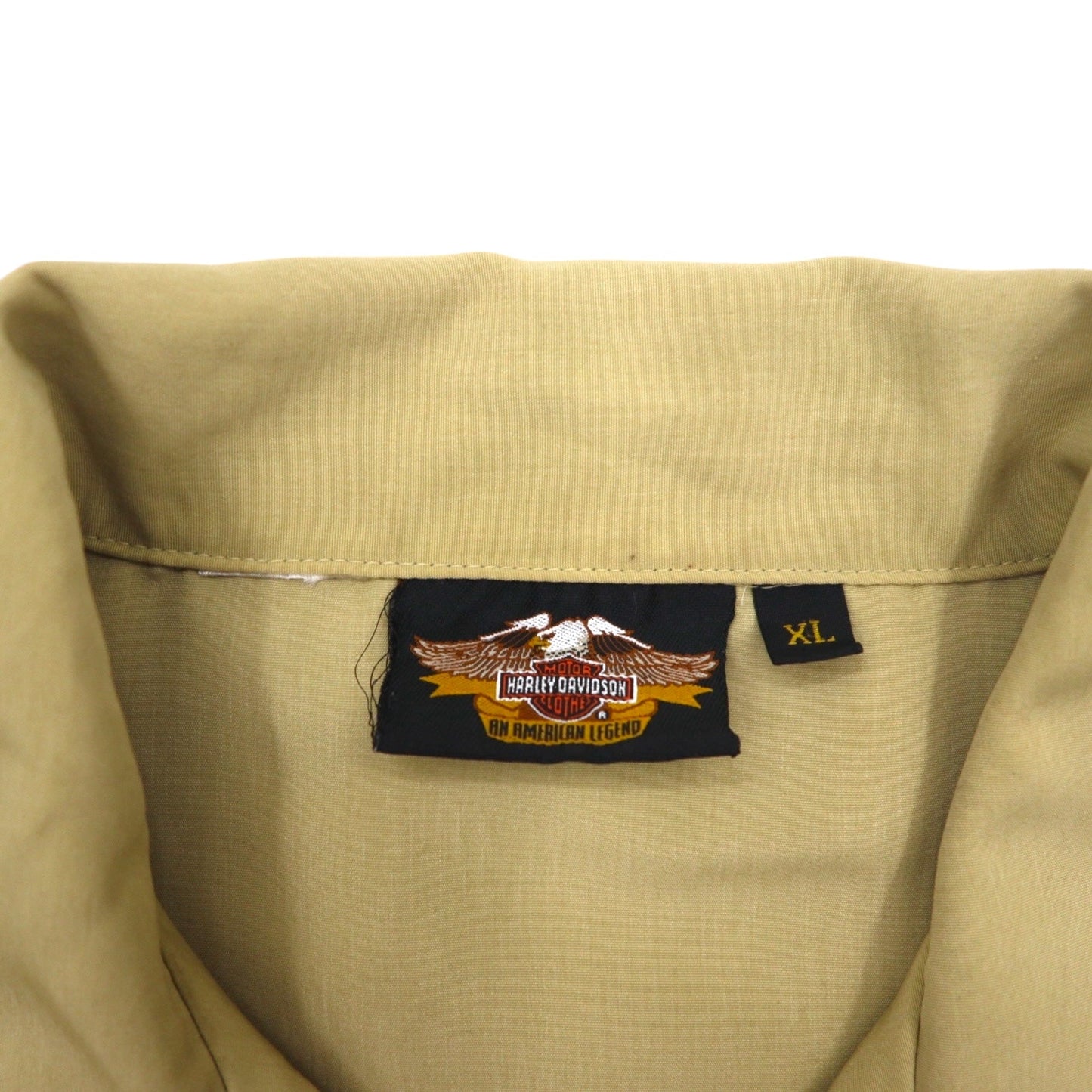 HARLEY DAVIDSON モーターサイクル グラフィック 開襟 半袖 オープンカラーシャツ XL ベージュ バックロゴ