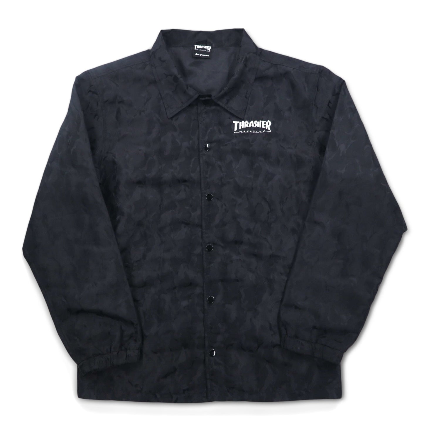 THRASHER カモフラ コーチジャケット L ブラック ポリエステル バックロゴ刺繍