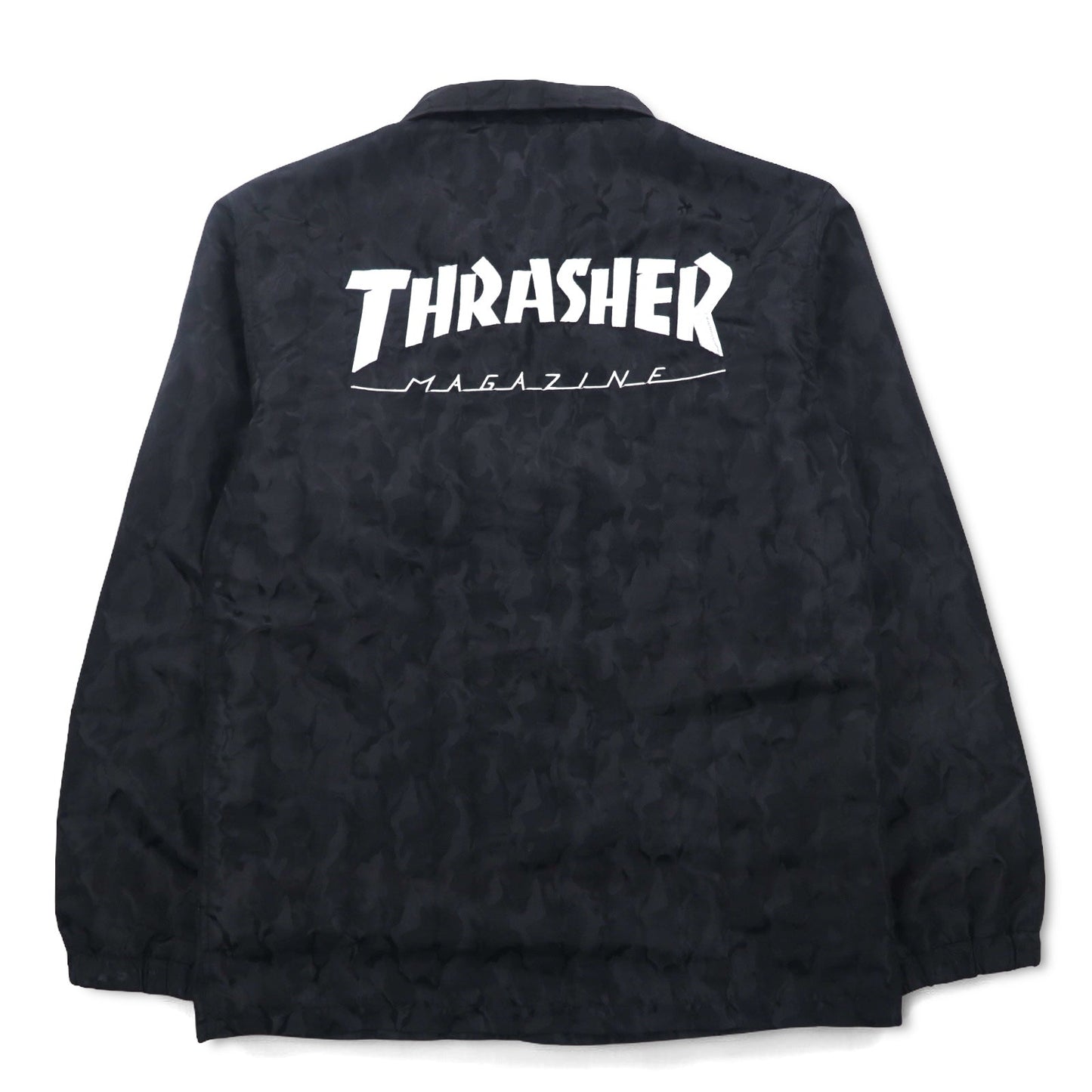 THRASHER カモフラ コーチジャケット L ブラック ポリエステル バックロゴ刺繍