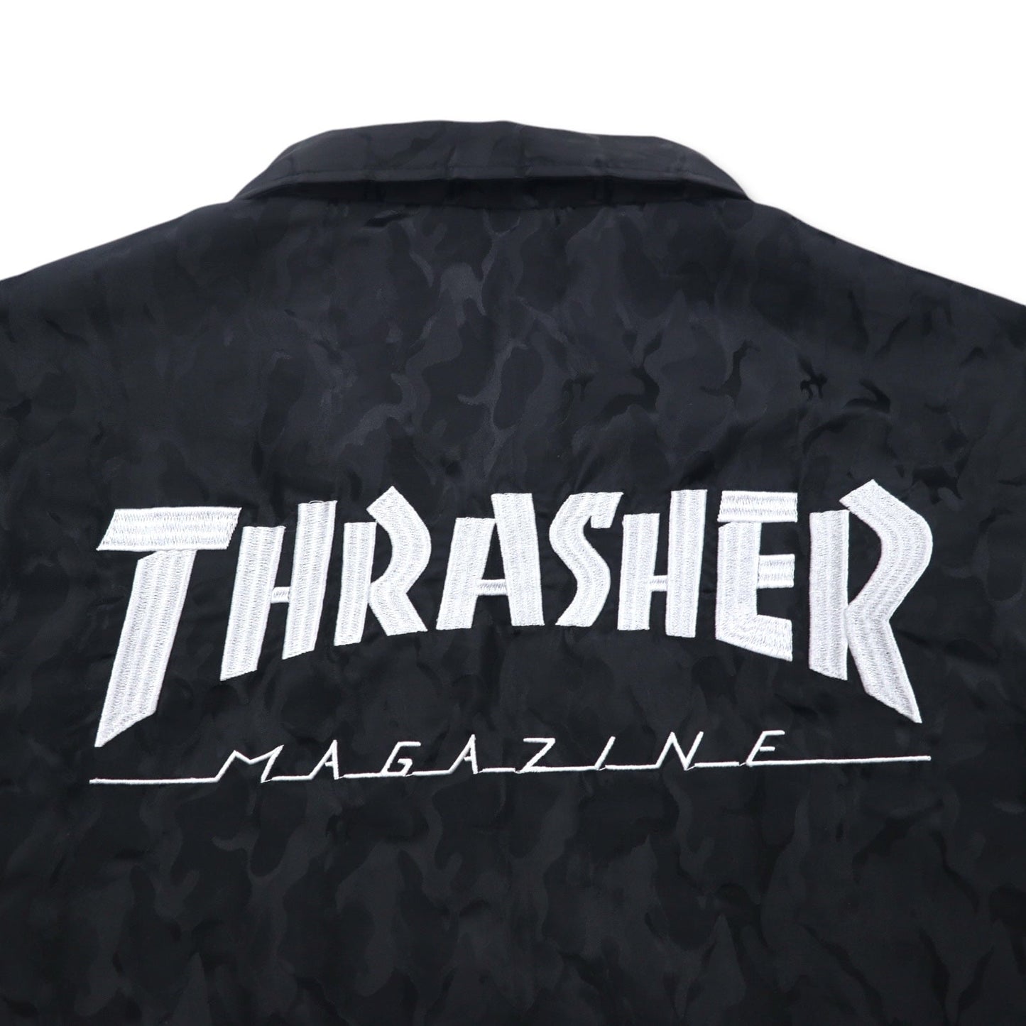 THRASHER カモフラ コーチジャケット L ブラック ポリエステル バックロゴ刺繍