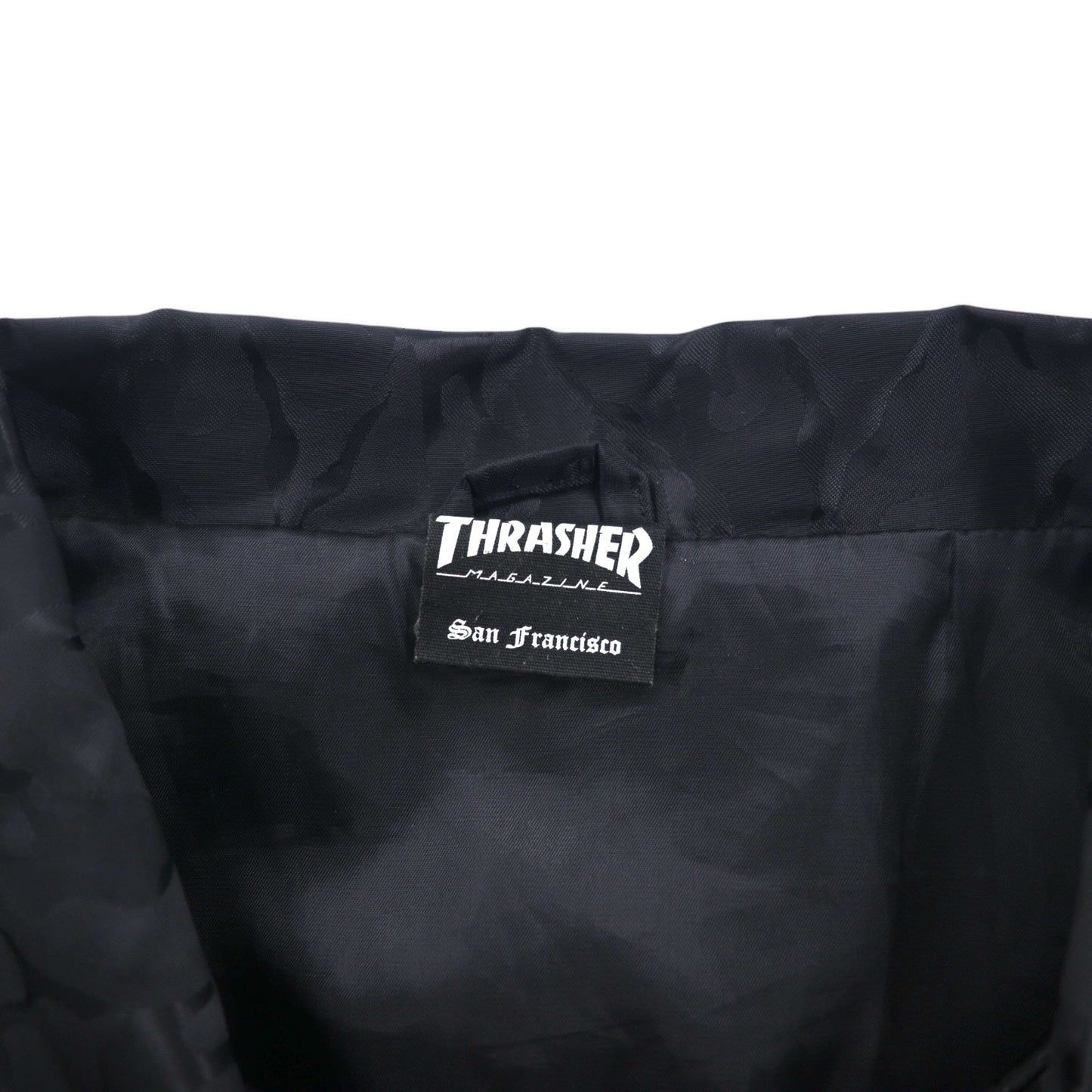 THRASHER カモフラ コーチジャケット L ブラック ポリエステル バックロゴ刺繍