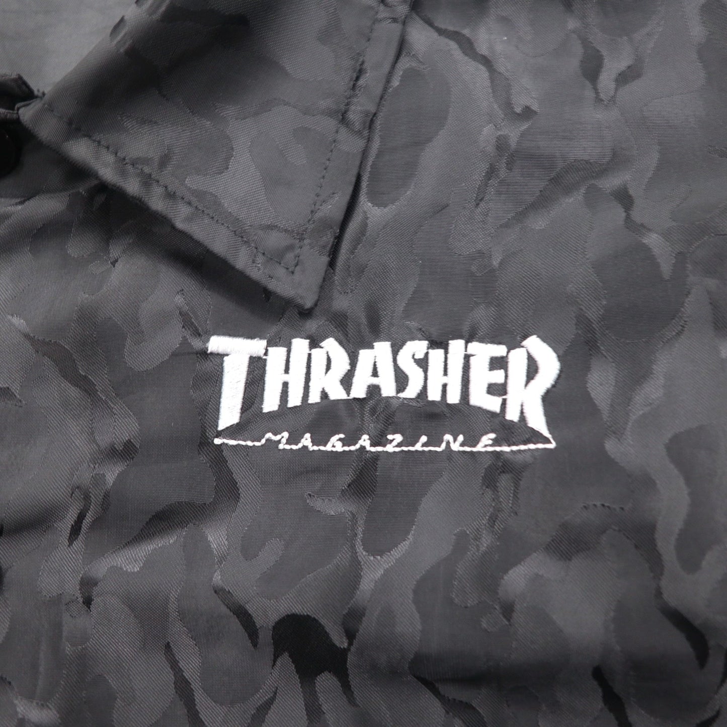 THRASHER カモフラ コーチジャケット L ブラック ポリエステル バックロゴ刺繍