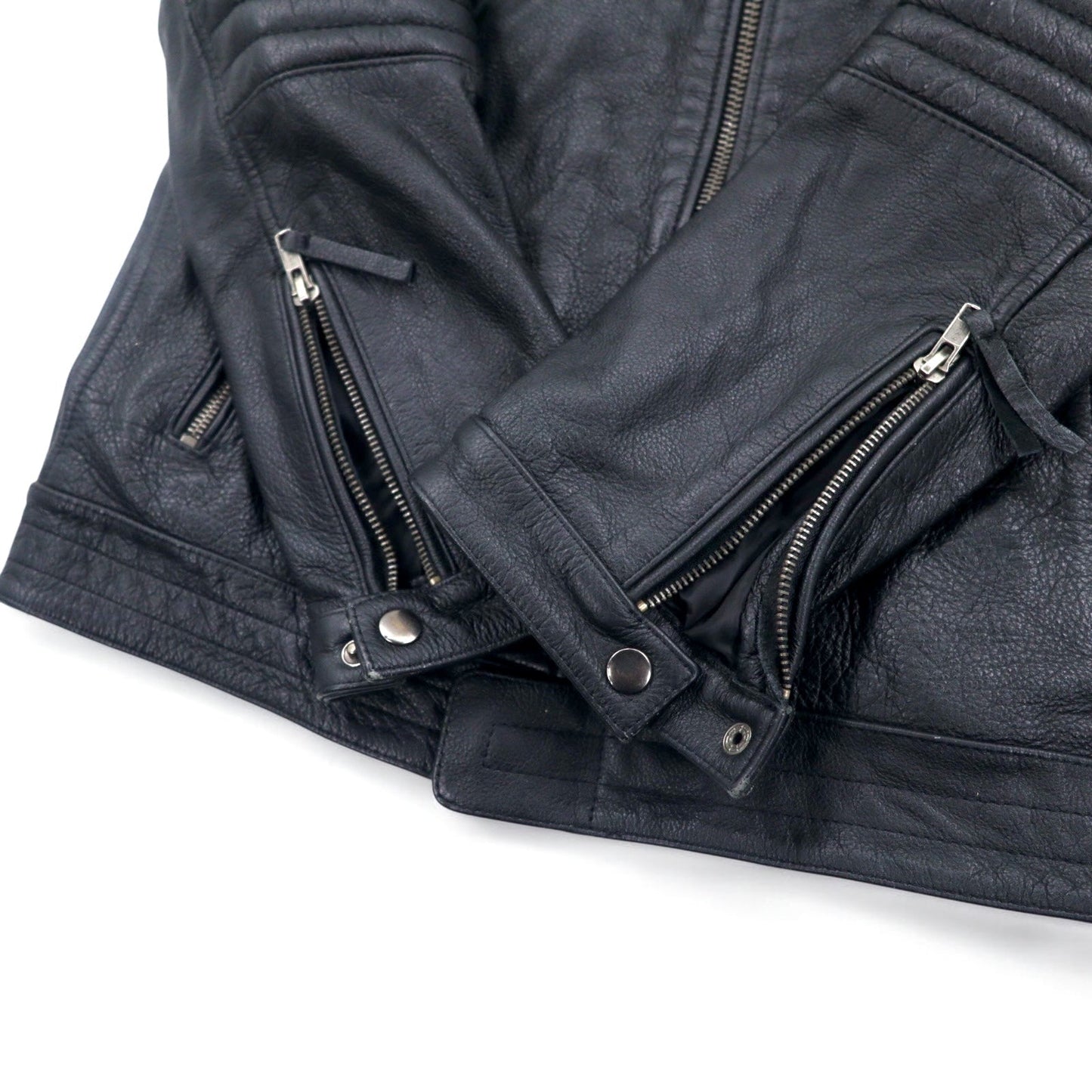 MOTORCYCLE TOGS REDSKINS シングル レザー ライダース バイカージャケット L ブラック ユニオンジャック ワッペン バックロゴ キルティング