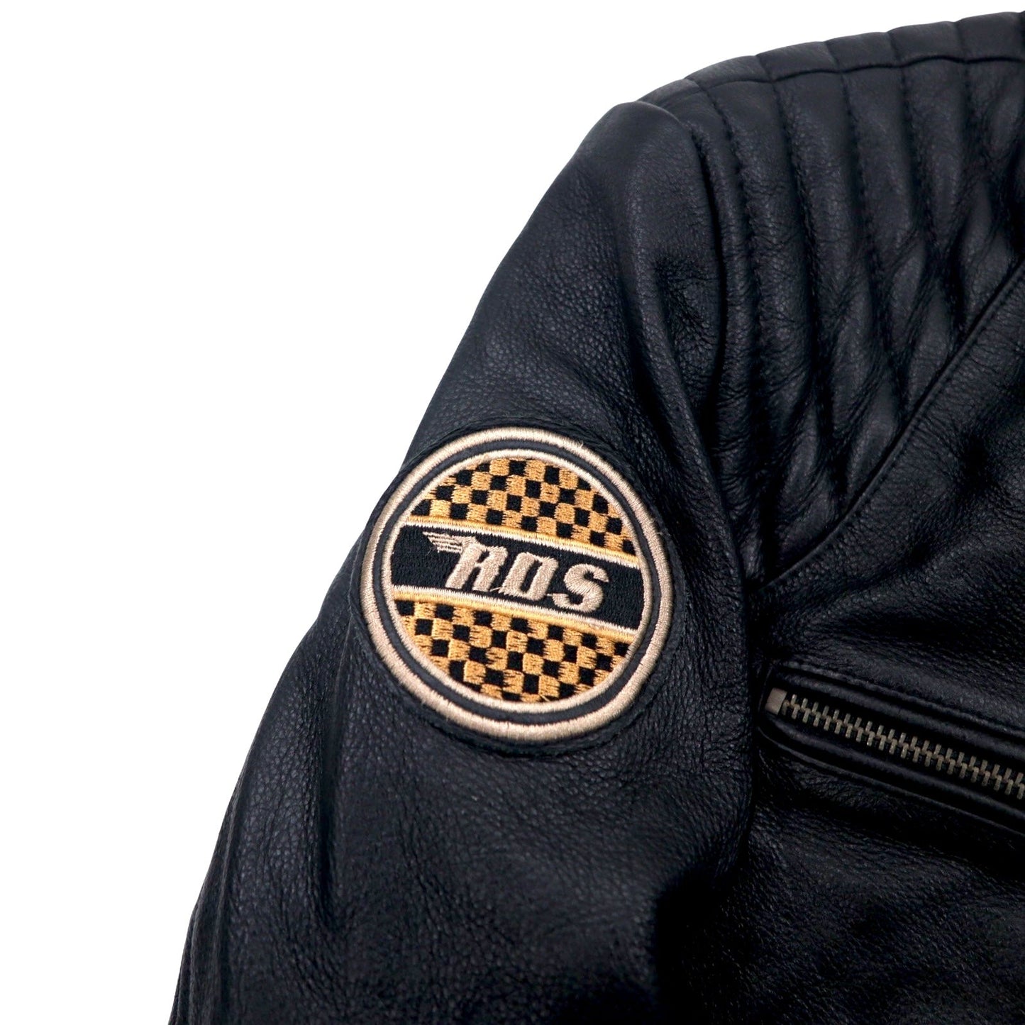 MOTORCYCLE TOGS REDSKINS シングル レザー ライダース バイカージャケット L ブラック ユニオンジャック ワッペン バックロゴ キルティング