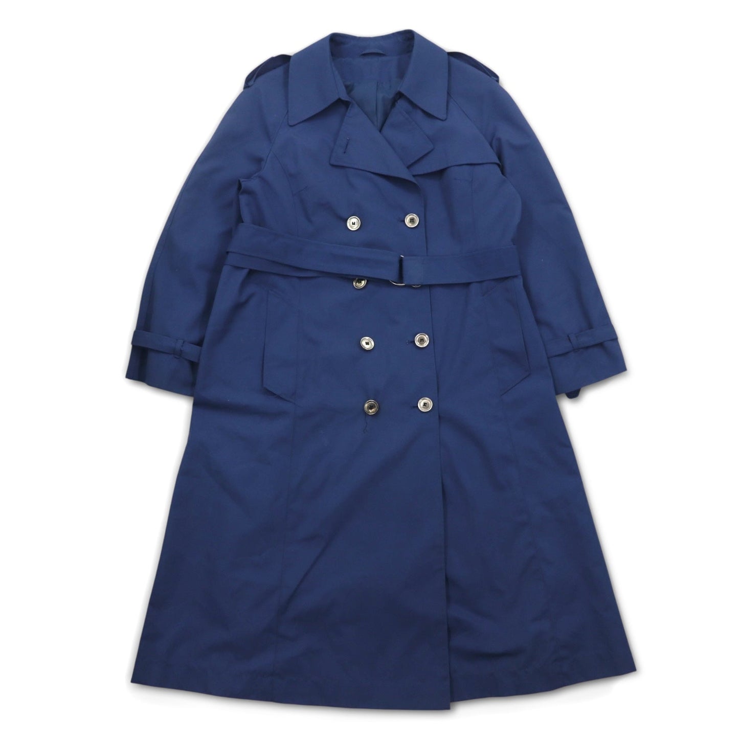 Sears 90年代 ダブルブレスト トレンチコート XL ネイビー ポリエステル コットン ベルト付き