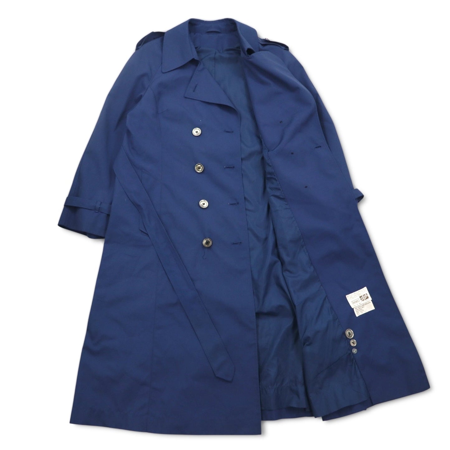 Sears 90年代 ダブルブレスト トレンチコート XL ネイビー ポリエステル コットン ベルト付き