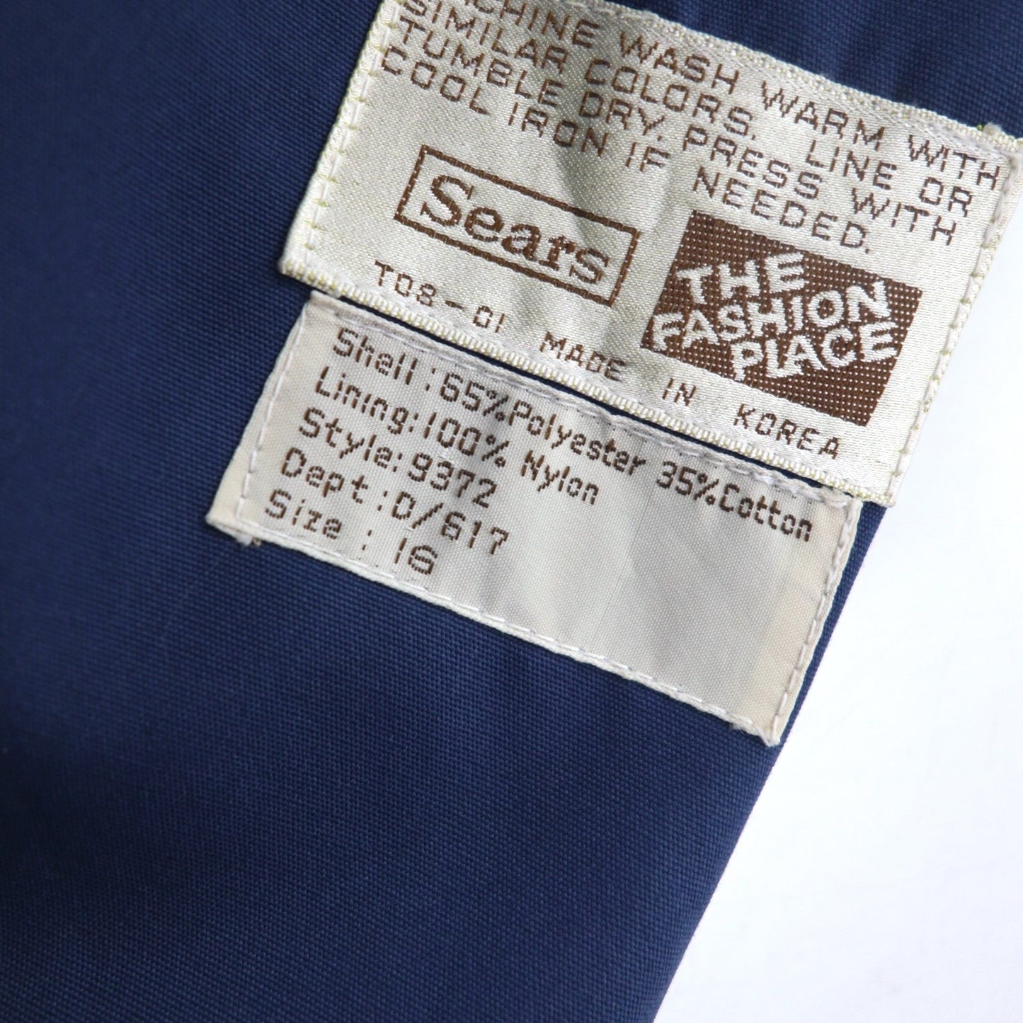 Sears 90年代 ダブルブレスト トレンチコート XL ネイビー ポリエステル コットン ベルト付き