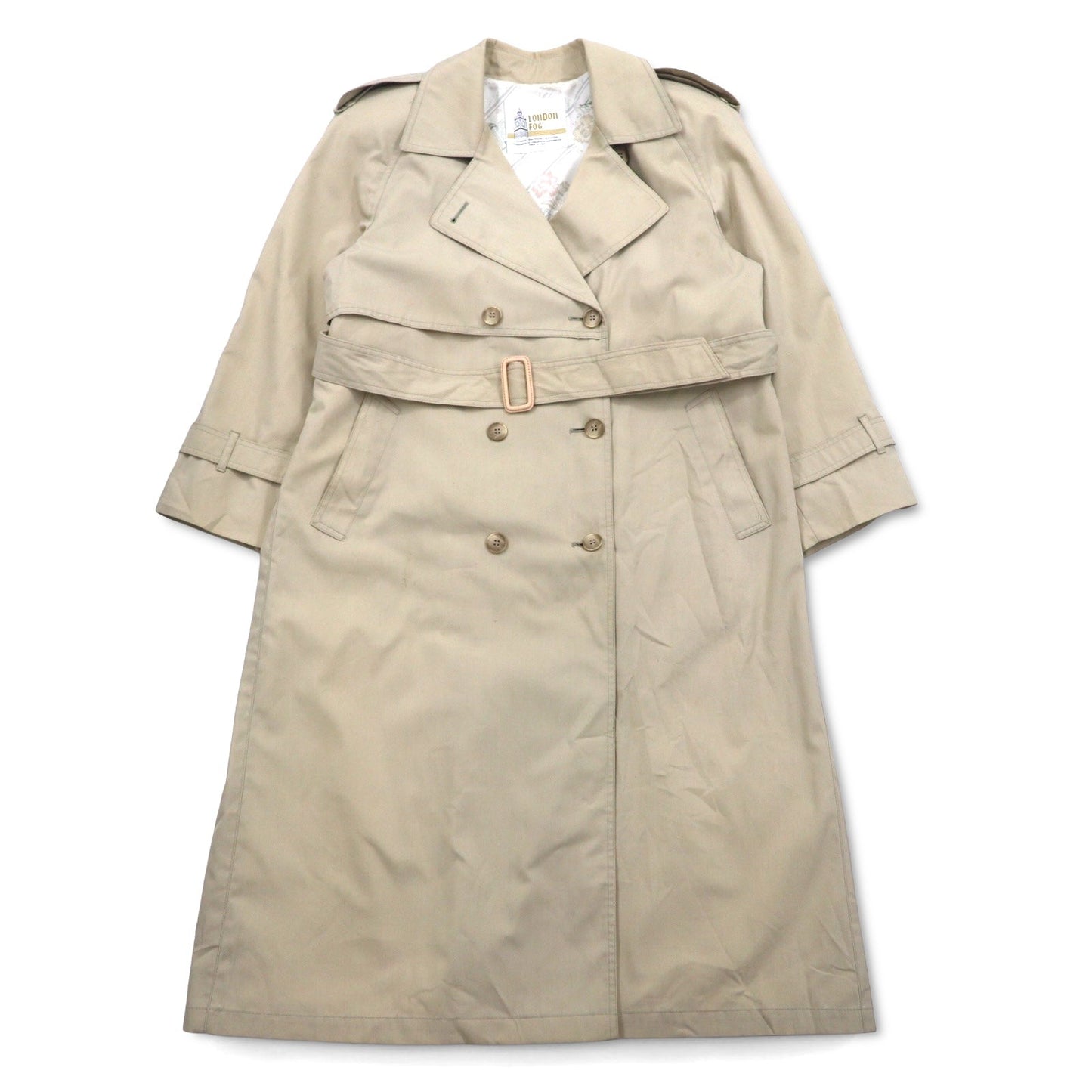 LONDON FOG 90年代 USA製トレンチコート XL ベージュ ポリエステル コットン 裏地花柄