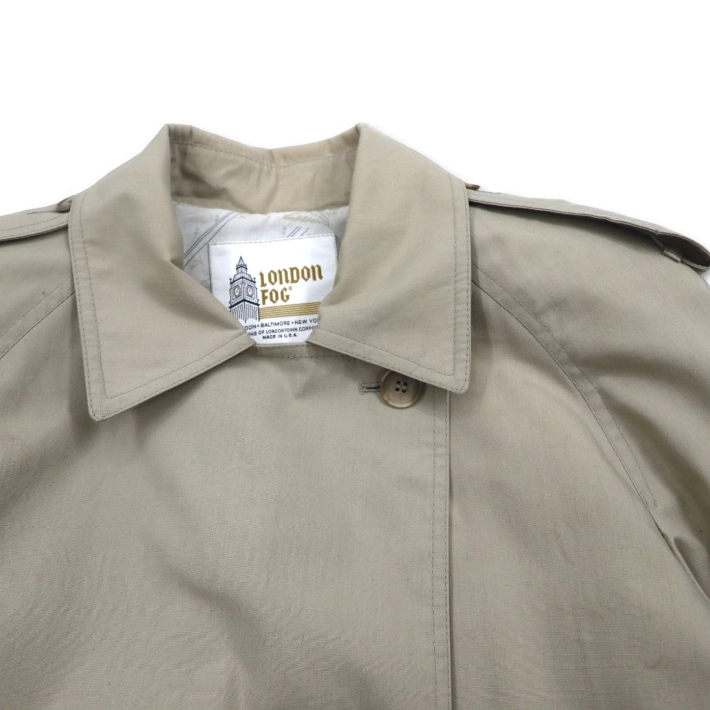 LONDON FOG 90年代 USA製トレンチコート XL ベージュ ポリエステル コットン 裏地花柄