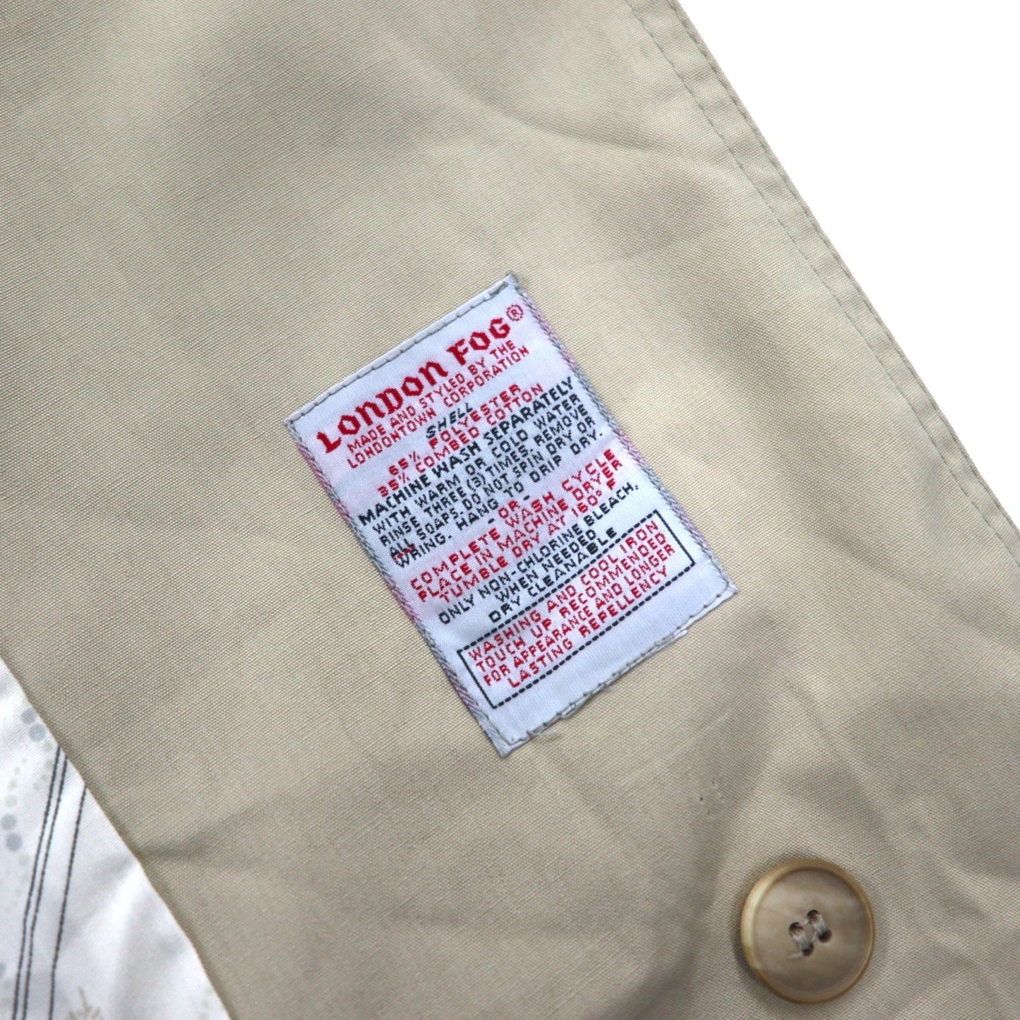 LONDON FOG 90年代 USA製トレンチコート XL ベージュ ポリエステル コットン 裏地花柄