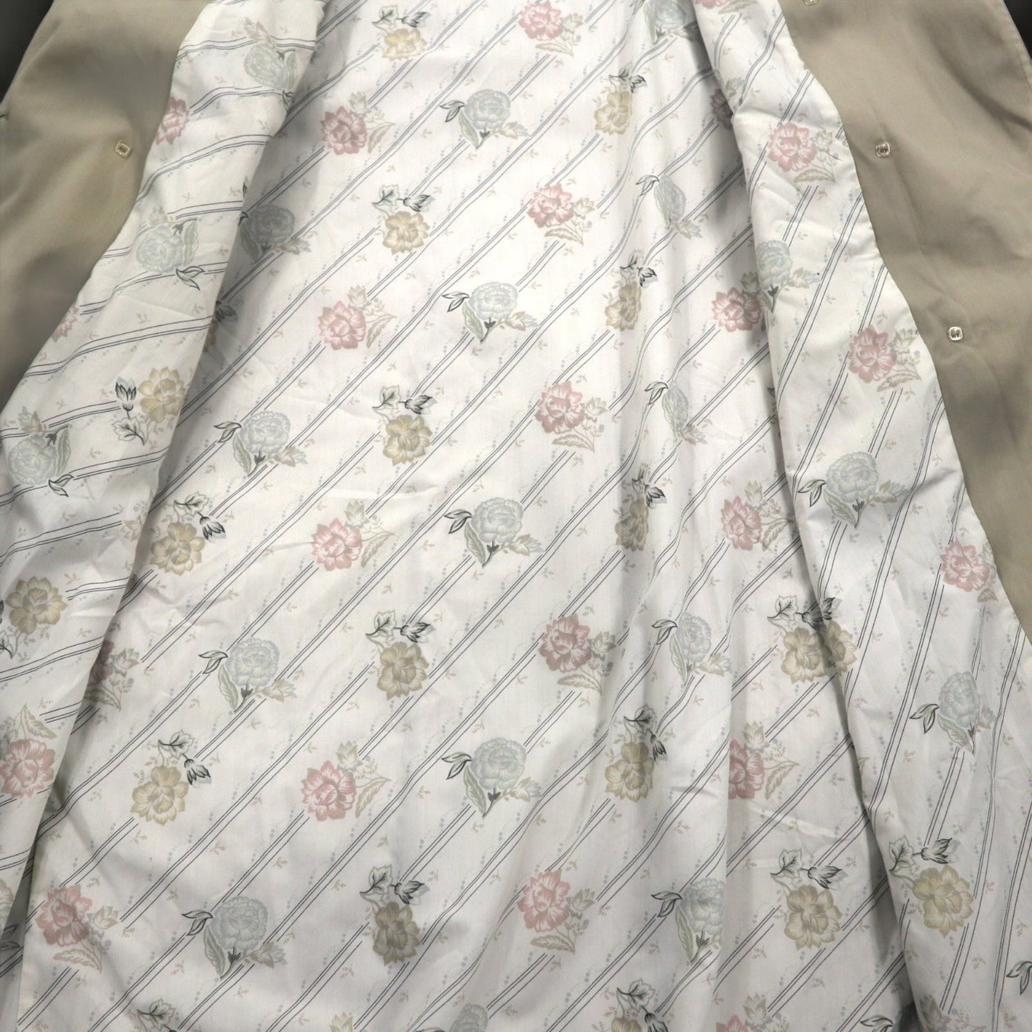 LONDON FOG 90年代 USA製トレンチコート XL ベージュ ポリエステル コットン 裏地花柄