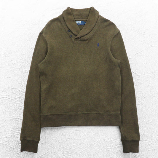 Polo by Ralph Lauren ショールカラー スウェット S カーキ コットン スモールポニー刺繍