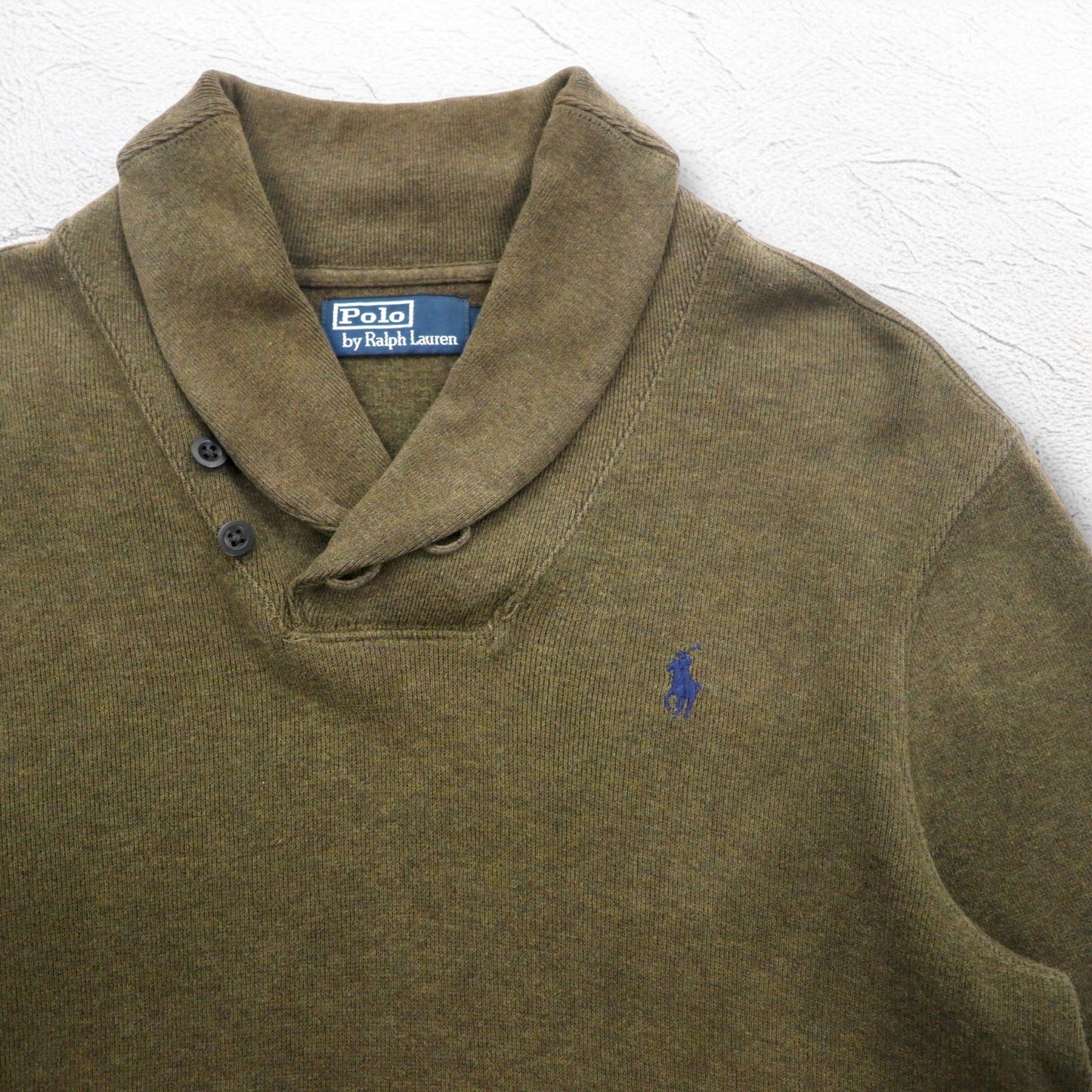 Polo by Ralph Lauren ショールカラー スウェット S カーキ コットン スモールポニー刺繍