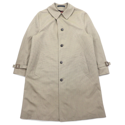 80年代 Neiman-Marcus グレンチェック ステンカラーコート 40 グレー ベージュ RASCHEL WARP KNIT