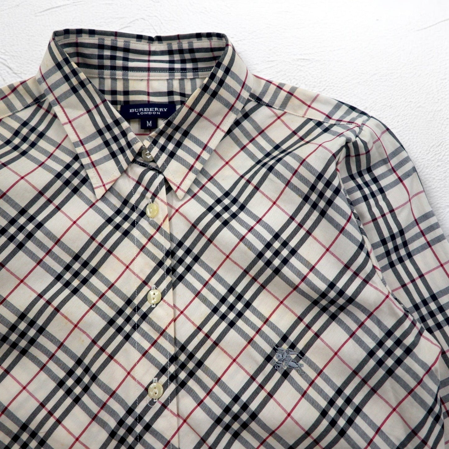 BURBERRY ノバチェックシャツ M ベージュ コットン ワンポイントロゴ刺繍