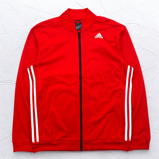 adidas エッセンシャル トラックジャケット ジャージ L レッド ３ストライプ Red Essential Track Jacket AB9185