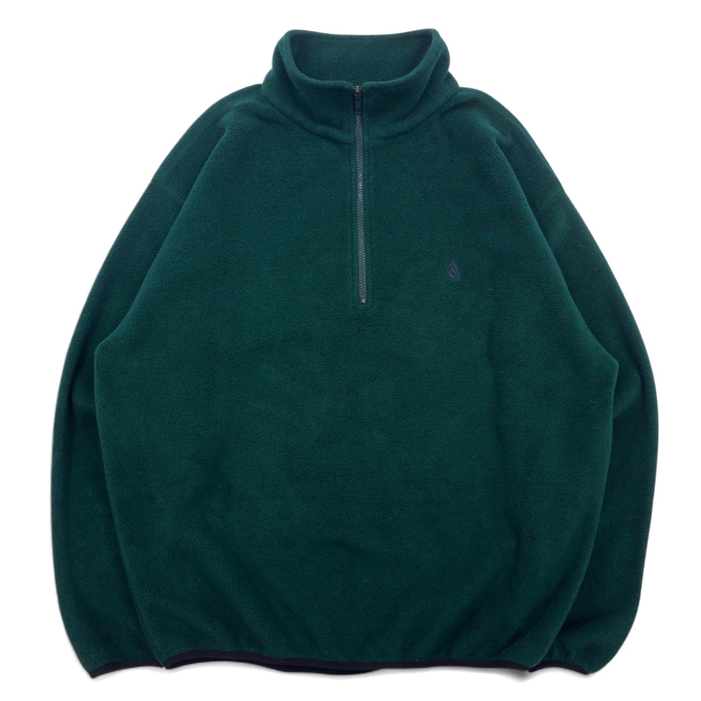 nautica 90年代 USA製 ハーフジップ フリースジャケット L グリーン nautech fleece ロゴ刺繍