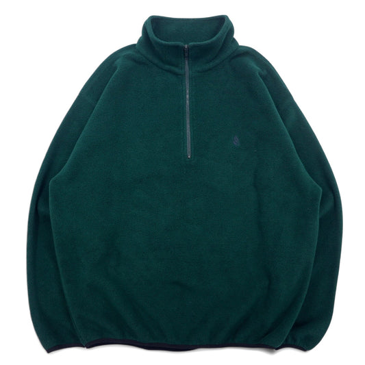 nautica 90年代 USA製 ハーフジップ フリースジャケット L グリーン nautech fleece ロゴ刺繍
