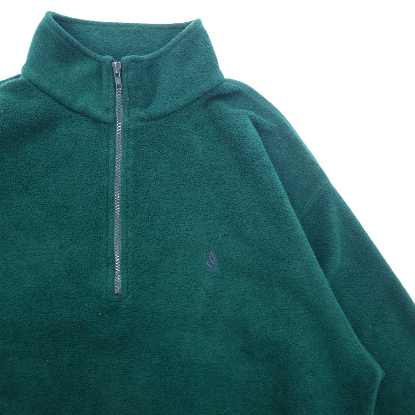 nautica 90年代 USA製 ハーフジップ フリースジャケット L グリーン nautech fleece ロゴ刺繍