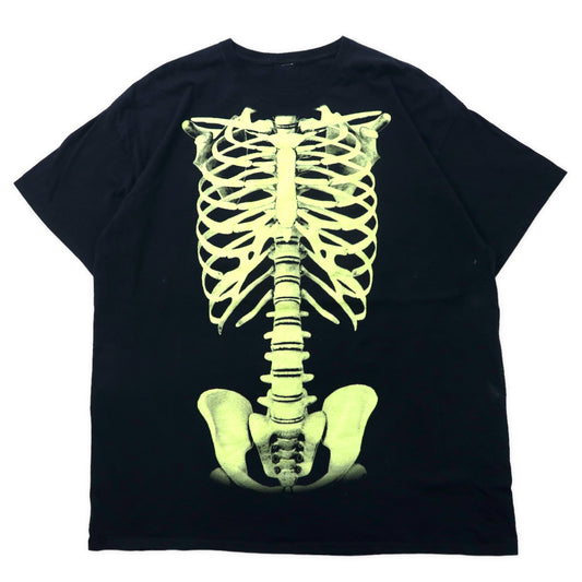 ボーン Tシャツ XXL ブラック コットン プリント スカル 骨 ビッグサイズ