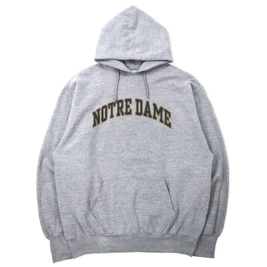 STEVE AND BARRY'S ヘビーウェイト カレッジプリント プルオーバーパーカー L グレー コットン パキ綿 NOTRE DAME ビッグサイズ