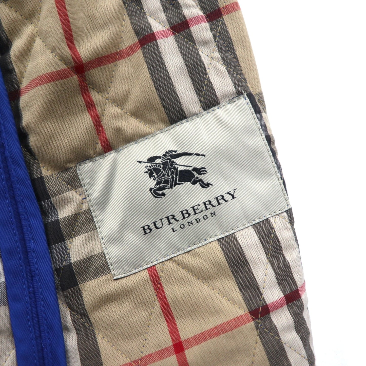 BURBERRY ショート丈 ダブルジップ キルティングジャケット L ブルー 裏地 ノバチェック トルコ製